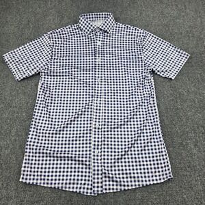Collars & Co. Men's Small Blue Gingham Short Sleeve‎ Dress Collared Polo Shirt